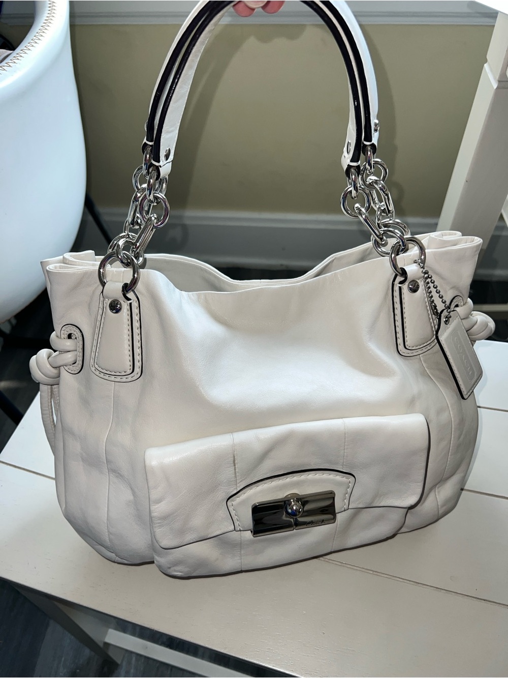 Coach White Kristin Leather Satchel Bag #14758